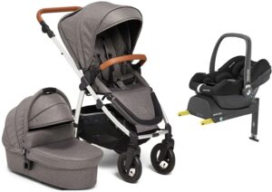 Petite Chérie Heritage 2 Duovogn inkl. Maxi-Cosi CabrioFix i-Size Autostol Baby & Base, Grey/Silver