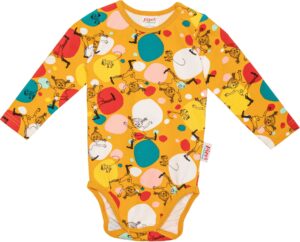 Pippi Langstrømpe Vejrmølle Body, Orange, 74, Babytøj