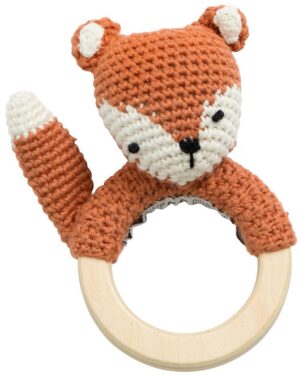 Sebra Fox Hæklet Rangle, Fox Tail Red