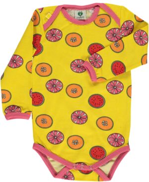 Småfolk Frugt Body, Yellow 68, Babytøj
