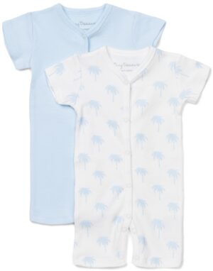 Tiny Treasure Summer Bodysuit 2-Pak, White/Palm 62, Babytøj