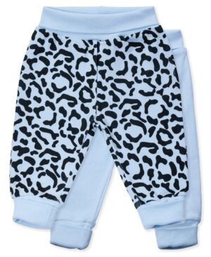 Tiny Treasure Willow Bukser 2-Pack, Baby Blue/Leo 74, Babytøj