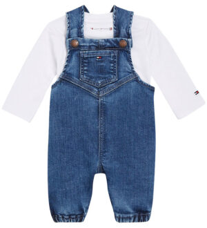 Tommy Hilfiger Sæt - Bluse/Smækbukser - Baby Denim Dungaree - De