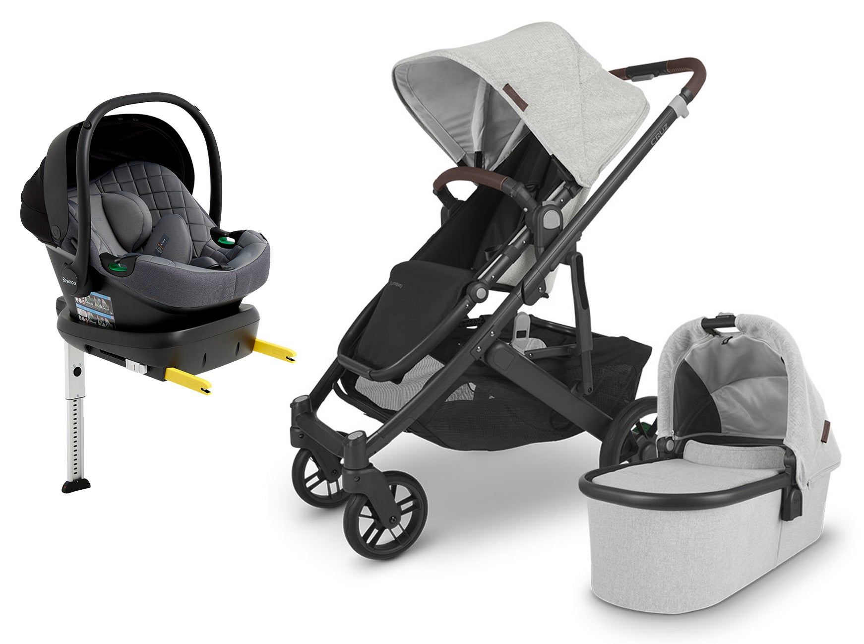 UPPAbaby CRUZ V2 Duovogn inkl. Beemoo Route i-Size Autostol Baby & ISOFIX Base, Anthony Grey/Mineral Grey UPPAbaby CRUZ V2 Duovogn inkl. Beemoo Route i-Size Autostol Baby & ISOFIX Base, Anthony Grey/Mineral Grey