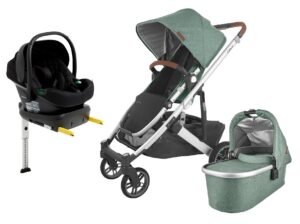 UPPAbaby CRUZ V2 Duovogn inkl. Beemoo Route i-Size Autostol Baby & ISOFIX Base, Emmett Green/Black Stone