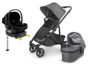 UPPAbaby CRUZ V2 Duovogn inkl. Beemoo Route i-Size Autostol Baby & ISOFIX Base, Greyson Black/Black Stone