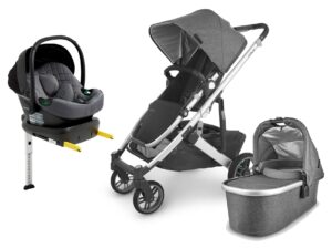 UPPAbaby CRUZ V2 Duovogn inkl. Beemoo Route i-Size Autostol Baby & ISOFIX Base, Jordan Grey/Mineral Grey