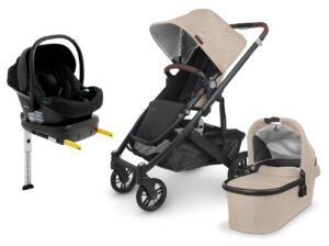 UPPAbaby CRUZ V2 Duovogn inkl. Beemoo Route i-Size Autostol Baby & ISOFIX Base, Liam Beige/Black Stone