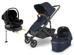 UPPAbaby CRUZ V2 Duovogn inkl. Beemoo Route i-Size Autostol Baby & ISOFIX Base, Noa Navy/Black Stone