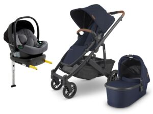 UPPAbaby CRUZ V2 Duovogn inkl. Beemoo Route i-Size Autostol Baby & ISOFIX Base, Noa Navy/Mineral Grey