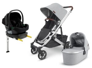 UPPAbaby CRUZ V2 Duovogn inkl. Beemoo Route i-Size Autostol Baby & ISOFIX Base, Stella Grey/Black Stone