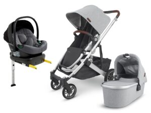 UPPAbaby CRUZ V2 Duovogn inkl. Beemoo Route i-Size Autostol Baby & ISOFIX Base, Stella Grey/Mineral Grey