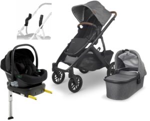 UPPAbaby VISTA V2 Duovogn inkl. Beemoo Route i-Size Autostol Baby & ISOFIX Base, Greyson Black/Black Stone