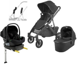 UPPAbaby VISTA V2 Duovogn inkl. Beemoo Route i-Size Autostol Baby & ISOFIX Base, Jake Black/Black Stone