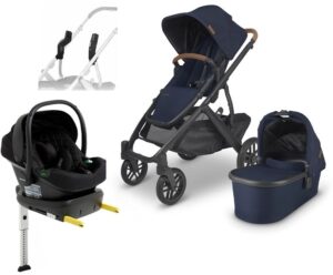 UPPAbaby VISTA V2 Duovogn inkl. Beemoo Route i-Size Autostol Baby & ISOFIX Base, Noa Navy/Black Stone