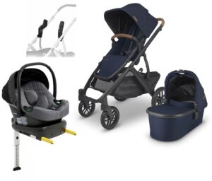 UPPAbaby VISTA V2 Duovogn inkl. Beemoo Route i-Size Autostol Baby & ISOFIX Base, Noa Navy/Mineral Grey