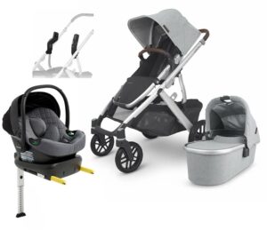 UPPAbaby VISTA V2 Duovogn inkl. Beemoo Route i-Size Autostol Baby & ISOFIX Base, Stella Grey/Mineral Grey