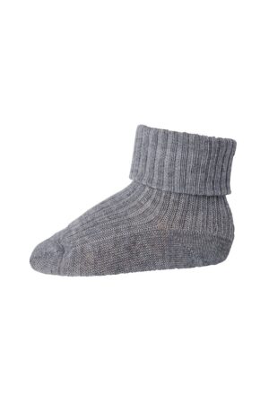 Uld Ankelstrømpe I Rib - 491-Grey - 25/28