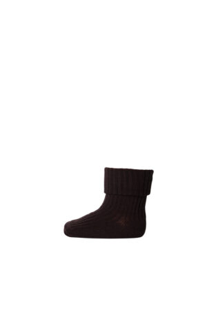 Uld Ankelstrømpe Rib - Dark Brown - 00