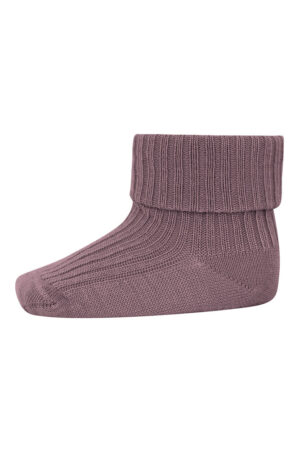 Uld Ankelstrømpe Rib - Dark Purple Dove - 22/24