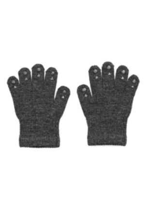 Uld Fingervanter - DARK GREY - 1-2 ÅR