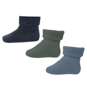 Uld baby strømper 3-pak - Dark Denim Melange - 19/21