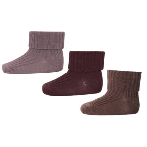 Uld rib baby strømpe 3 pak - Grape Skin - 17/18