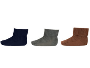 Uld rib baby strømpe 3 pak - Peacan Pie - 22/24