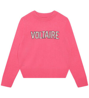 Zadig & Voltaire Bluse - Uld - Raspberry m. Tekst