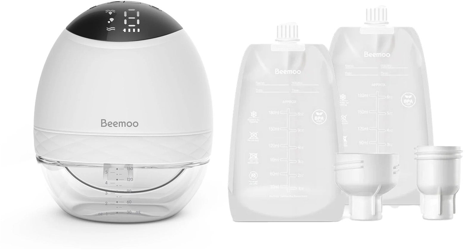 Beemoo CARE Wearable LED Elektrisk Brystpumpe Single inkl. Modermælksposer 30-pak Beemoo CARE Wearable LED Elektrisk Brystpumpe Single inkl. Modermælksposer 30-pak