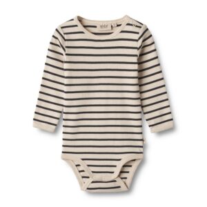 Berti langærmet body - navy stripe - 86