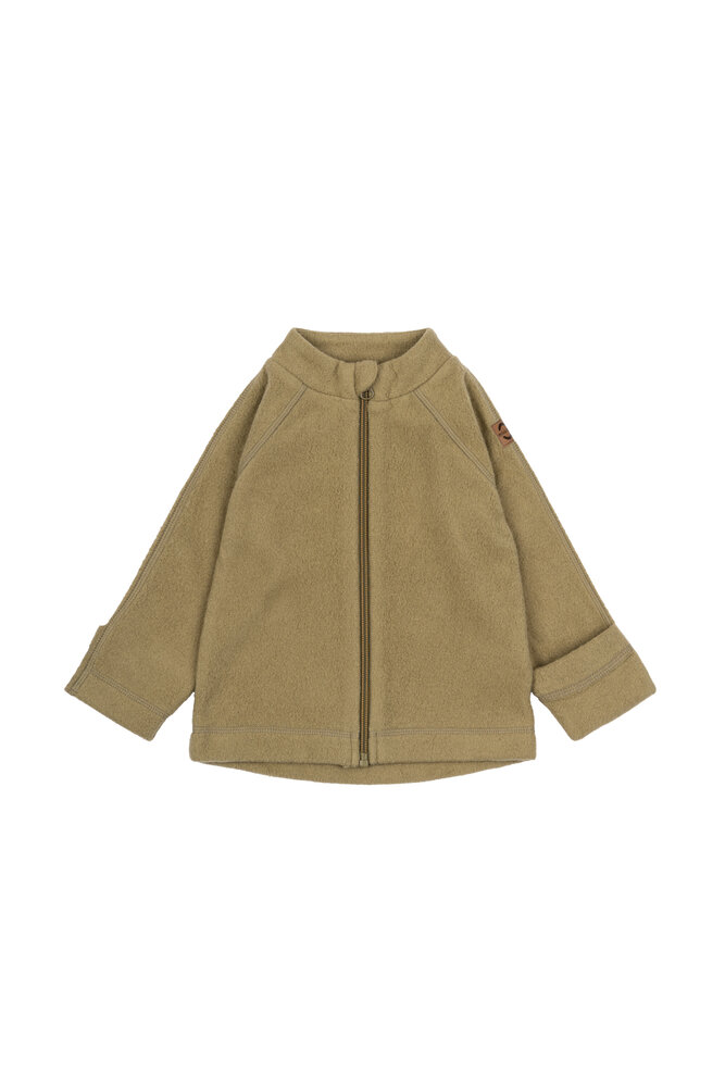 Bomuld Fleece Baby Jakke - DRIED HERB - 80 Bomuld Fleece Baby Jakke - DRIED HERB - 80