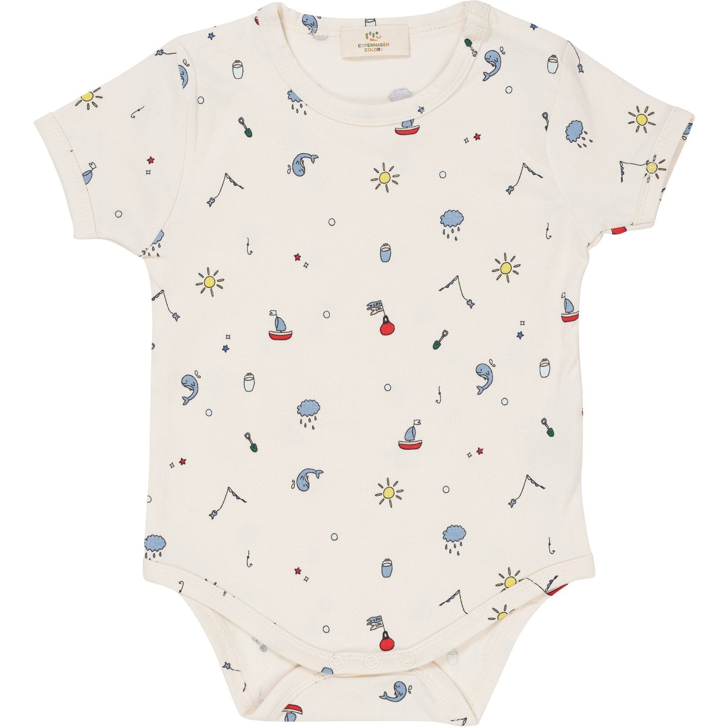 Copenhagen Colors Cream Fishing Print Jersey Body W Print Ss - Str. 68 Copenhagen Colors Cream Fishing Print Jersey Body W Print Ss - Str. 68