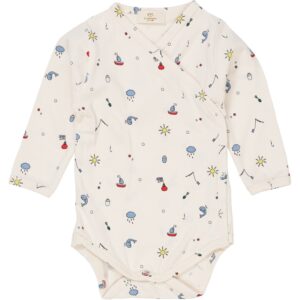 Copenhagen Colors Cream Fishing Print Jersey Crossover Body W Print Ls - Str. 74