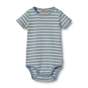 Edvald kortærmet body - blue stripe - 80