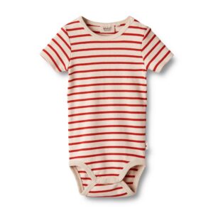 Edvald kortærmet body - red stripe - 74
