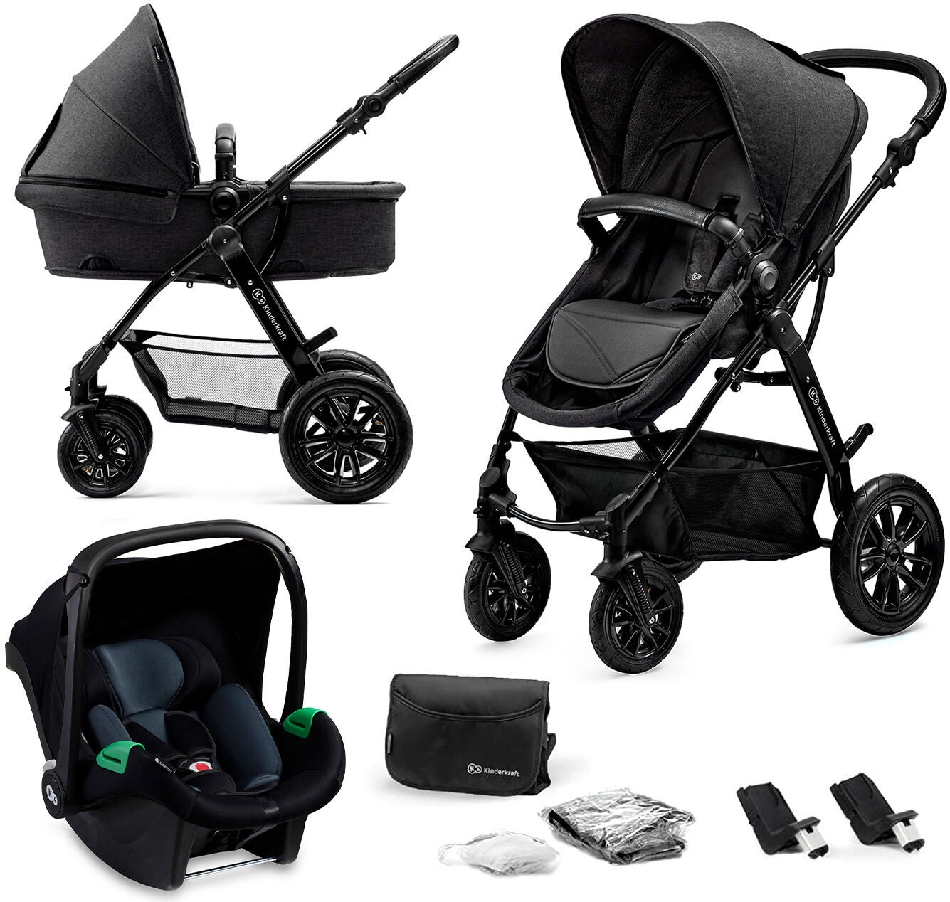 Kinderkraft MOOV 3-in-1 Mink Pro Kombivogn, Black Kinderkraft MOOV 3-in-1 Mink Pro Kombivogn, Black