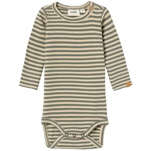 Lil'Atelier Fog Agave Green Stripes Gago Slim Body Noos - Str. 68