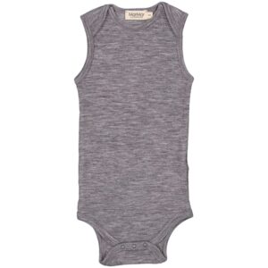 MarMar Wool Grey Melange Rib Bini Body - Str. 2 år/92 cm