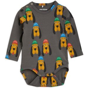 Mini Rodini Bloodhound Aop Body Grey - Str. 68/74 cm