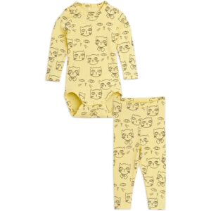 Mini Rodini Yellow Cathlethes Aop Baby Sæt - Str. 68/74 cm