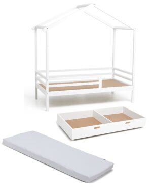 Minitude Nordic Jaxson Husseng 70x140 & BabyMatex Madras Soft Plus + Sengeskuffe, Hvid