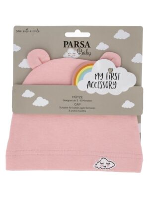 Parsa Baby Babyhue med ører og skybroderi - pink