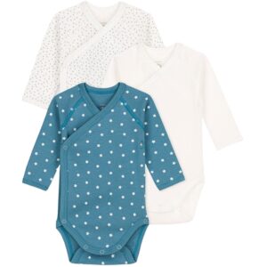 Petit Bateau Bodies ML 3 Pack Blue/White - Str. 1 mdr/54 cm