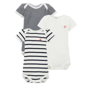 Petit Bateau Body MC 3 Pack White/Stripes - Str. 36 mdr/94 cm