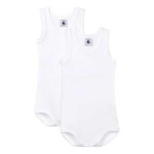 Petit Bateau Body SM 2-pak White - Str. 3M / 60cm