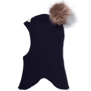Racing Kids Rund Elefanthue Uld/Bomuld m. Kvast 3-lags Dark Navy - Str. XS/3-9 mdr