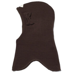 Racing Kids Rund Elefanthue Uld/Bomuld m. Sløjfe 3-lags Chocolate Brown - Str. XS/3-9 mdr