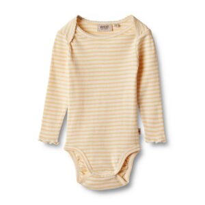 Rie langærmet body - pale apricot stripe - 56