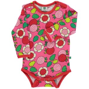 Småfolk Pink Jordbær Body - Str. 98 cm